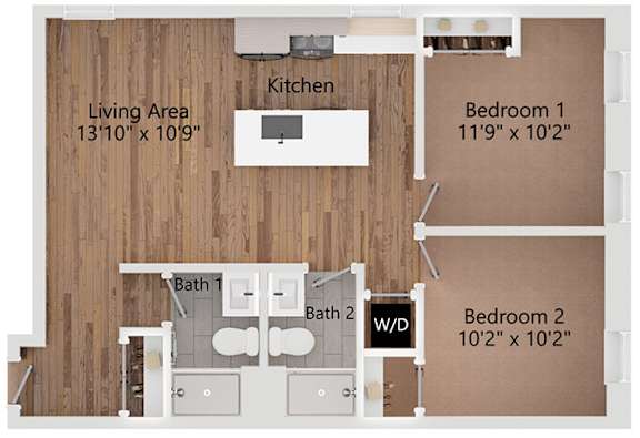 The Tabletop Loft Floor Plan at The Avenue Lofts Golden Apartments, Golden 80401