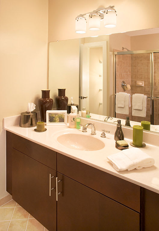 Ceramic tiled bathroom at Highland Park at Columbia Heights Metro, Washington, Washington