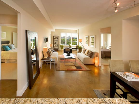Stained concrete floors at Highland Park at Columbia Heights Metro, Washington