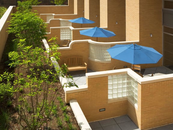 Patios with select apartments at Highland Park at Columbia Heights Metro, Washington