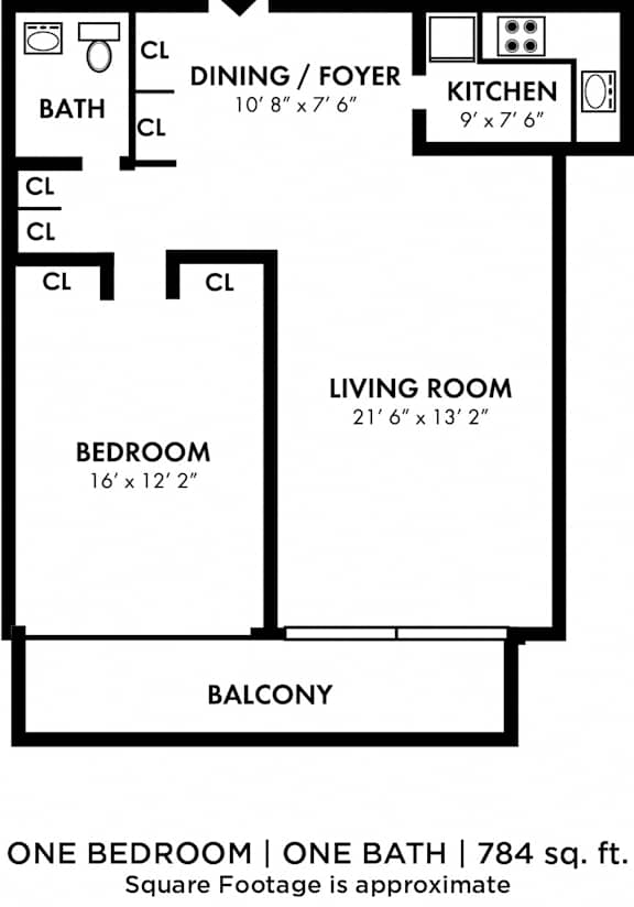 PCH 1 Bdrm - B Floorplan at Premier at Cherry Hill, New Jersey