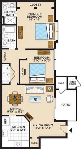 the floor plan of a small house with bedrooms and a living room