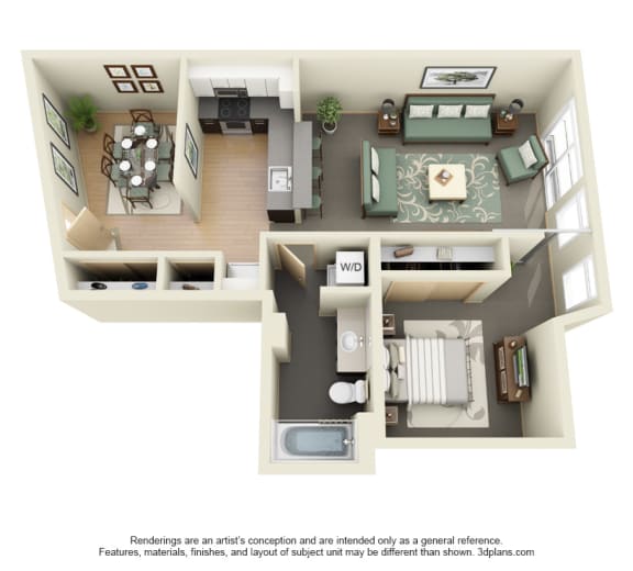 1Bed Den Floor Plan 1Bed Den Floor Plan at Mural, Seattle