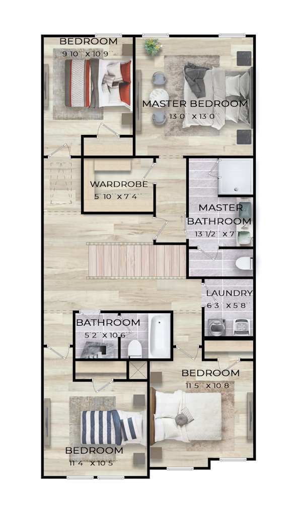 A floor plan of an apartment with dimensions of each room.