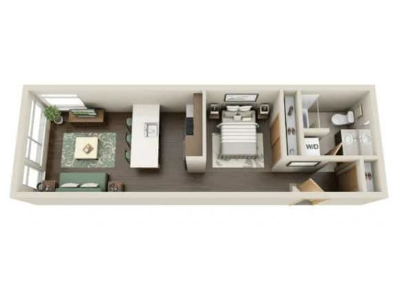 Urban 1bd 1ba - B Floor Plan Urban 1bd 1ba - B Floor Plan at Link Apartment Homes, CA, 98126