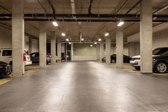 Empty parking garage at The Madison at Racine, Chicago, 60607