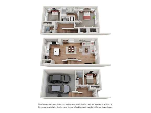 3Bed 3 Bath_B 1647sqft at Villae ATX Luxury Rental Townhomes, Manchaca, 78652