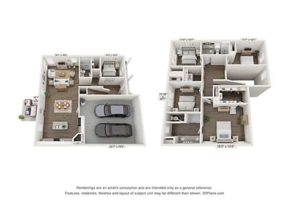 Cobblestone Combined Floor Plan at 1104 Residences, Antioch Tennessee