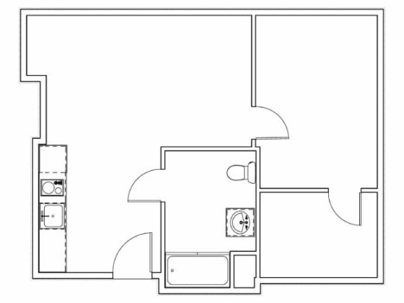 a black and white line drawing of a group of buildings