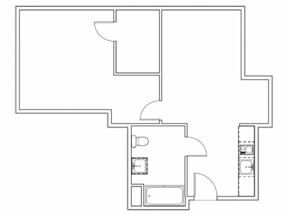 a floor plan of a small house with a bedroom and a living room