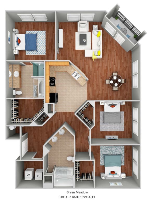 3 bed 2 bath Green Meadow at The Bartram, Gainesville, Florida 32608