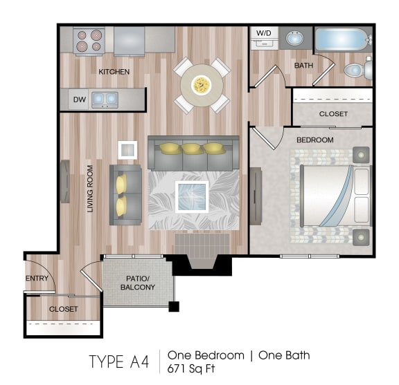 1 bed 1 bath floor plan