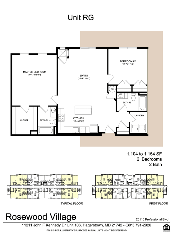 a floor plan of unit rg at Rosewood Village, Hagerstown, MD, 21742