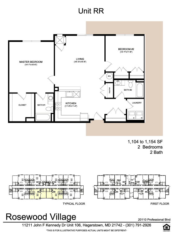 a floor plan of unit rr at Rosewood Village, Hagerstown, MD, 21742