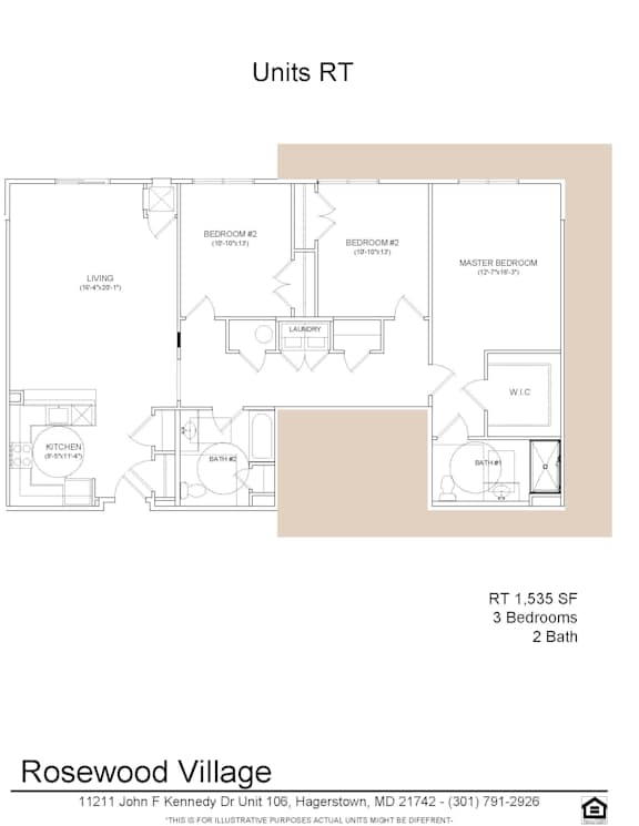 3 bed 2 bath RT(1) at Rosewood Village, Hagerstown, MD, 21742