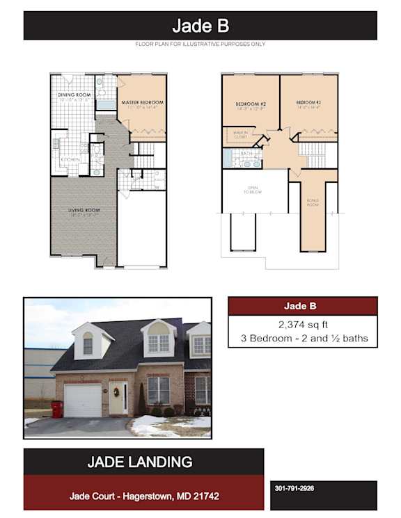 Jade B 3 Bed 2.5 Bath Floorplan at Jade Landing Apartments, Hagerstown, MD 21742