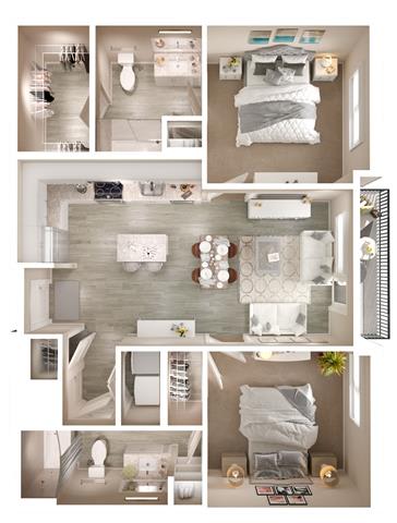 B2 Balcony Floor Plan at Walcott Jeffersonville, Jeffersonville, Indiana