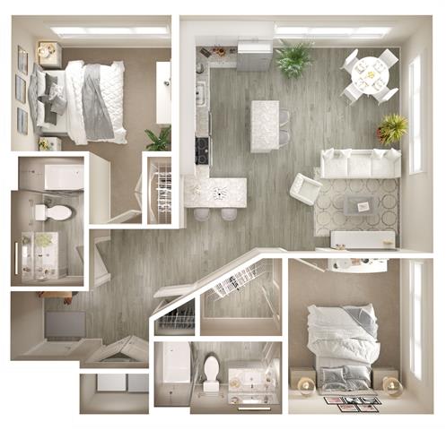 B2 Balcony Corner Floor Plan at Walcott Jeffersonville, Indiana
