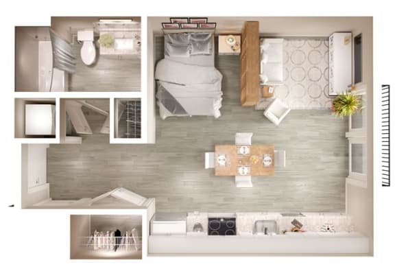 S1 Balcony Floor Plan at Walcott Jeffersonville, Jeffersonville, IN