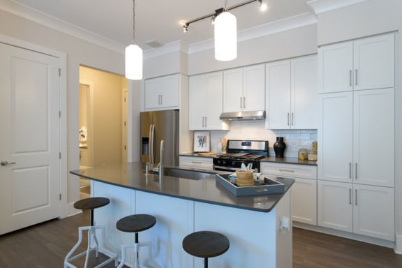 modern kitchen with quartz counters at Vickers Roswell - Roswell GA