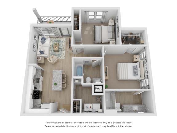 B1 Floor  plan 2 bed 2 bath