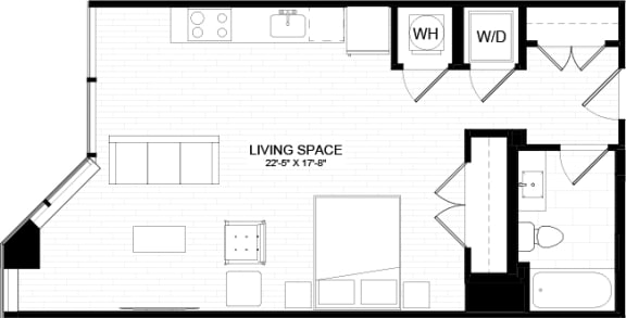 0A-2 Floor Plan at The Oxford Apartments, Oxon Hill, 20745