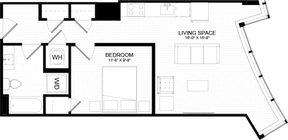 1E-1 Floor Plan at The Oxford Apartments, Maryland, 20745