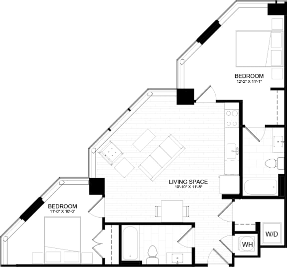 2G Floor Plan at The Oxford Apartments, Maryland