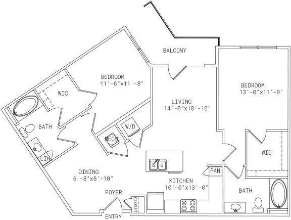 Floor Plan  2-B9 2 Bed 2 Bath Floor Plan at Mira Upper Rock, Rockville, Maryland