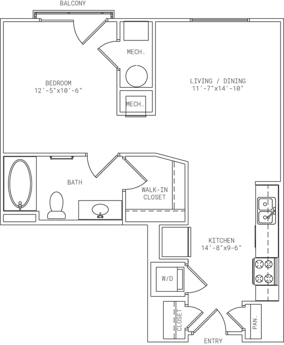 2-S2 Studio Floor Plan at Mira Upper Rock, Maryland
