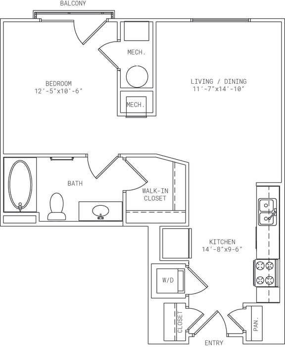 0 Bed 1 Bath Floor Plan at Mira Upper Rock, Rockville, MD, 20850