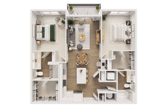 A detailed floor plan of a house showing a kitchen, living room, dining area, and bedrooms.