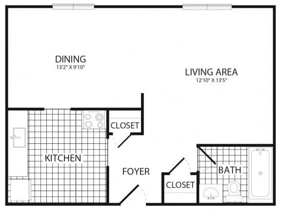 Floor Plan  Studio 1 bath C at Earle Manor Apartments, Maryland