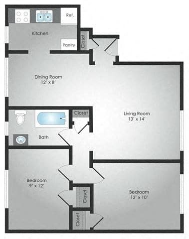 2 bed 2 bath C at Hamilton Manor Apartments, Hyattsville, MD 20782
