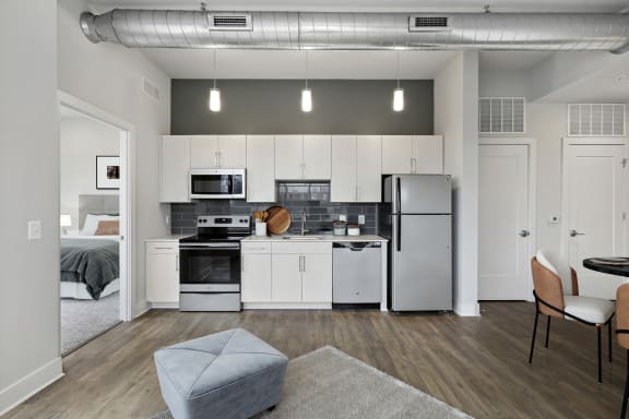 Living Room With Kitchen at The Oxford Apartments, Oxon Hill Maryland