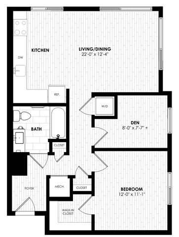 A black and white image of a floor plan for a house.
