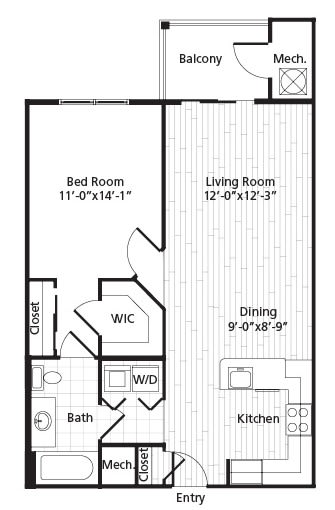 A1 Floor Plan at MetroPlace at Town Center, Camp Springs