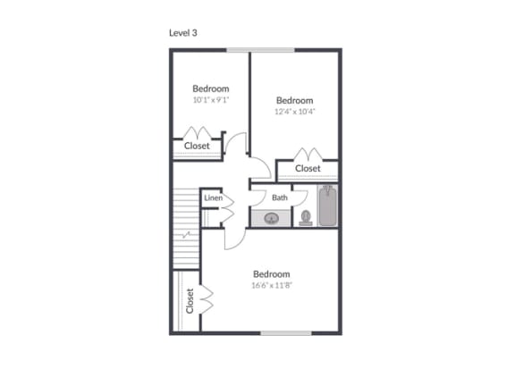 4 Bedroom 2.5 Bath Floor Plan at The Brook at Columbia, Columbia, MD 21044