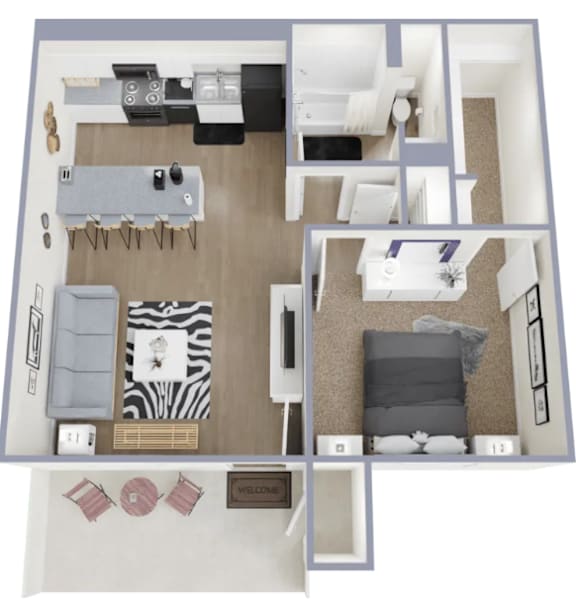 1 Bedroom Floor Plan at Riviera Park, Arizona, 85224