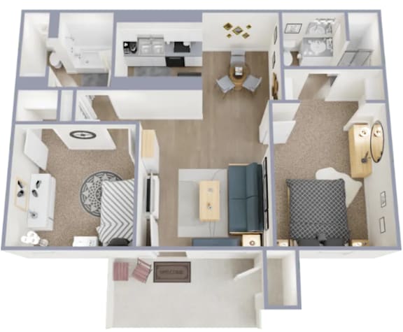 2 Bed 2 Bath Floor Plan at Riviera Park, Chandler, 85224