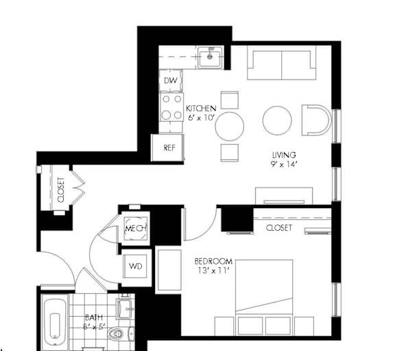 A black and white image of a floor plan for a house.