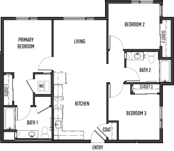 Floor Plan  a floor plan of a house with bedrooms and a living room