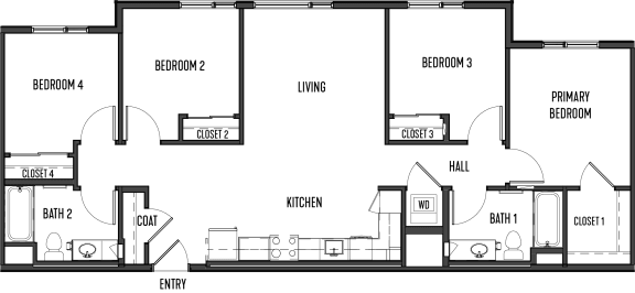 Floor Plan  floor plan of the first floor of a town house with a kitchen and living room