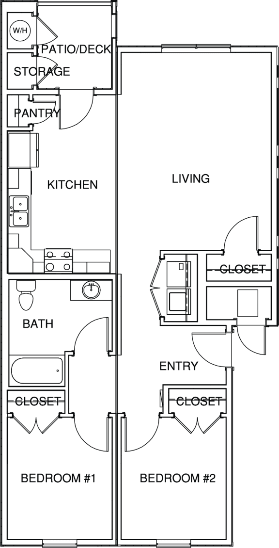 Chico Courtyards 2 Bed 1 Bath 877
