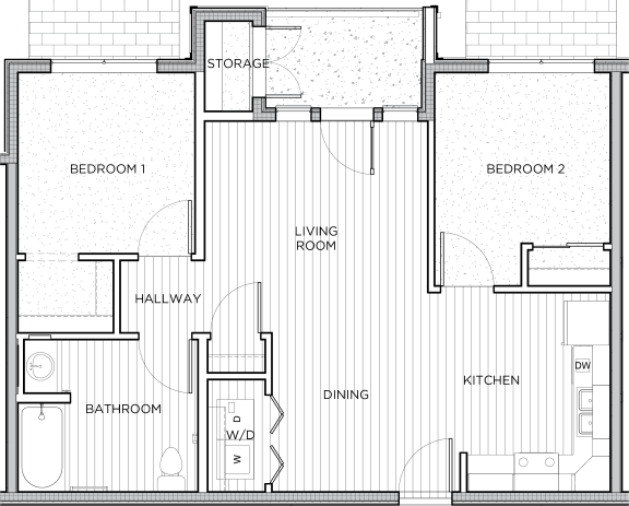 deer creek 2 bed 1 bath 780 sf B