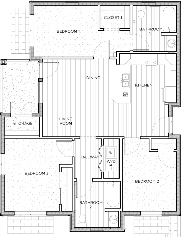 deer creek 3 bed 2 bath 1077 sf