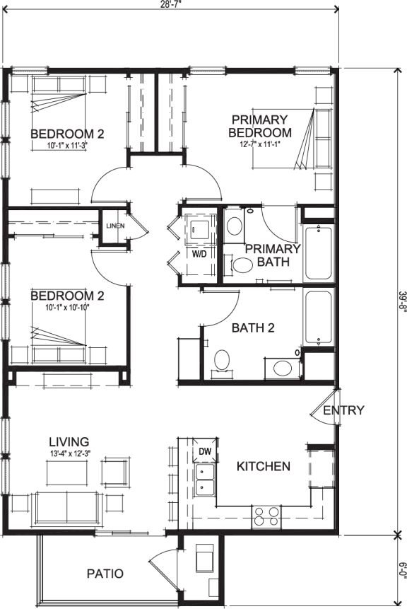 Eaglepointe 3 Bed 2 Bath 1134 SF