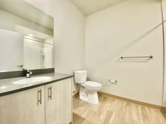 3 bed 2 bath bathroom with ADA accessibility