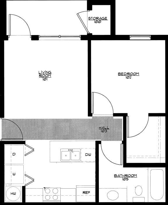 Floor Plan  lavonne 1x1 580