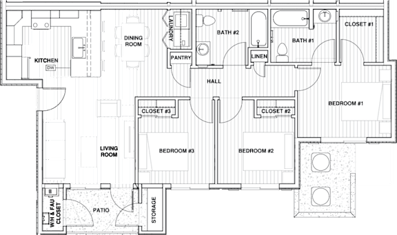 Orchard View 3 bed 2 bath 1012 SF